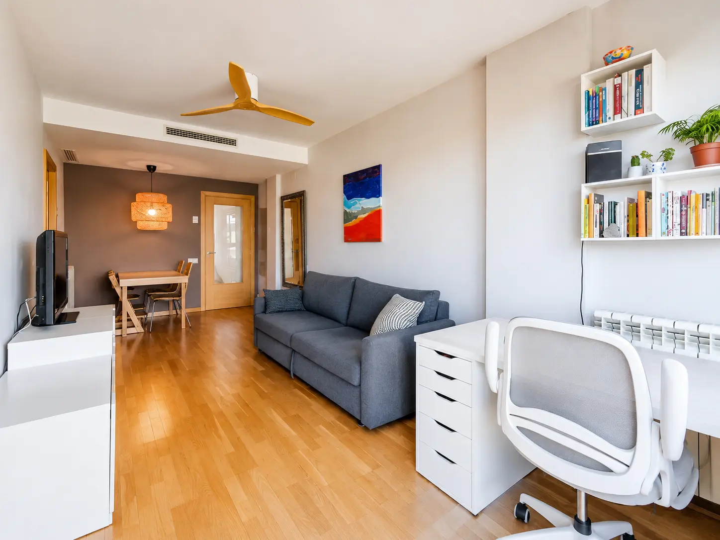 Lounge with sofa bed and study corner