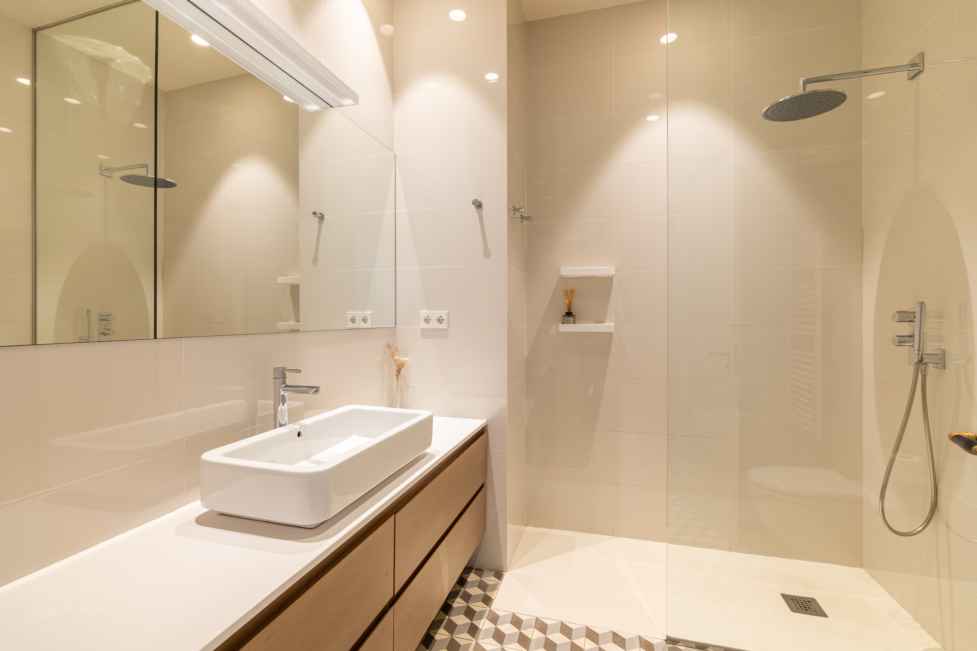 Bathroom with walk-in rain shower