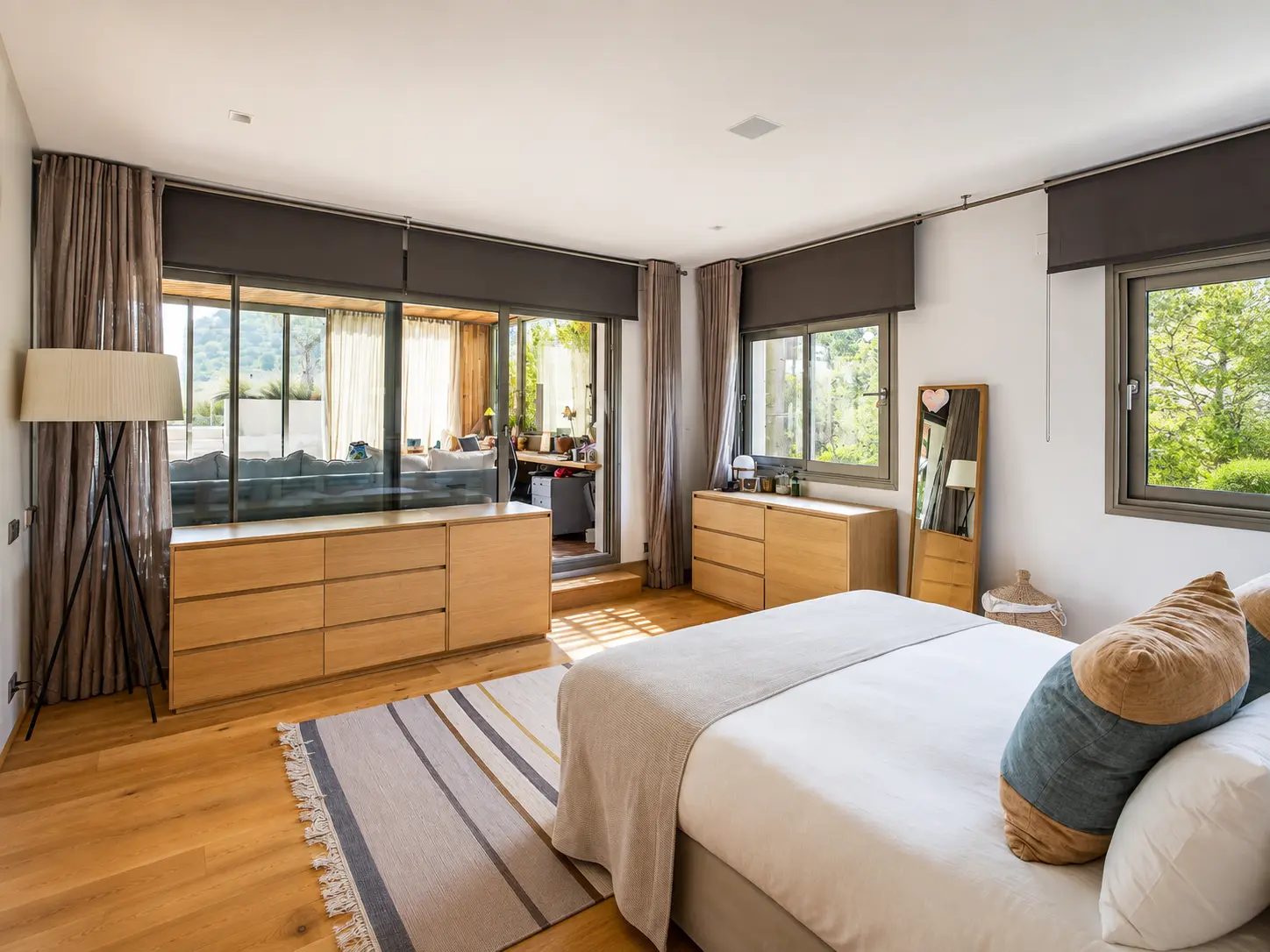 Main bedroom with double bed and garden views