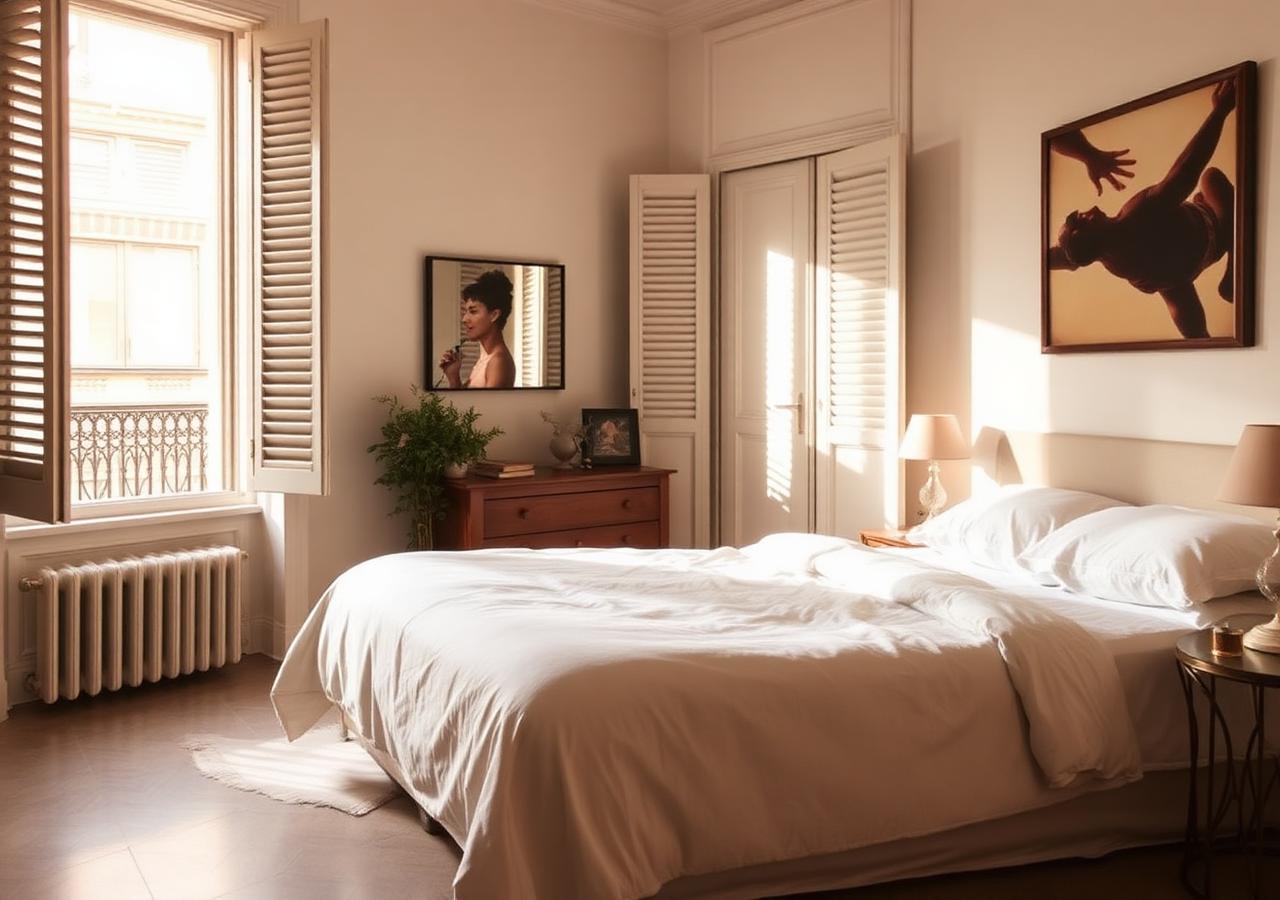 Main bedroom with shuttered window