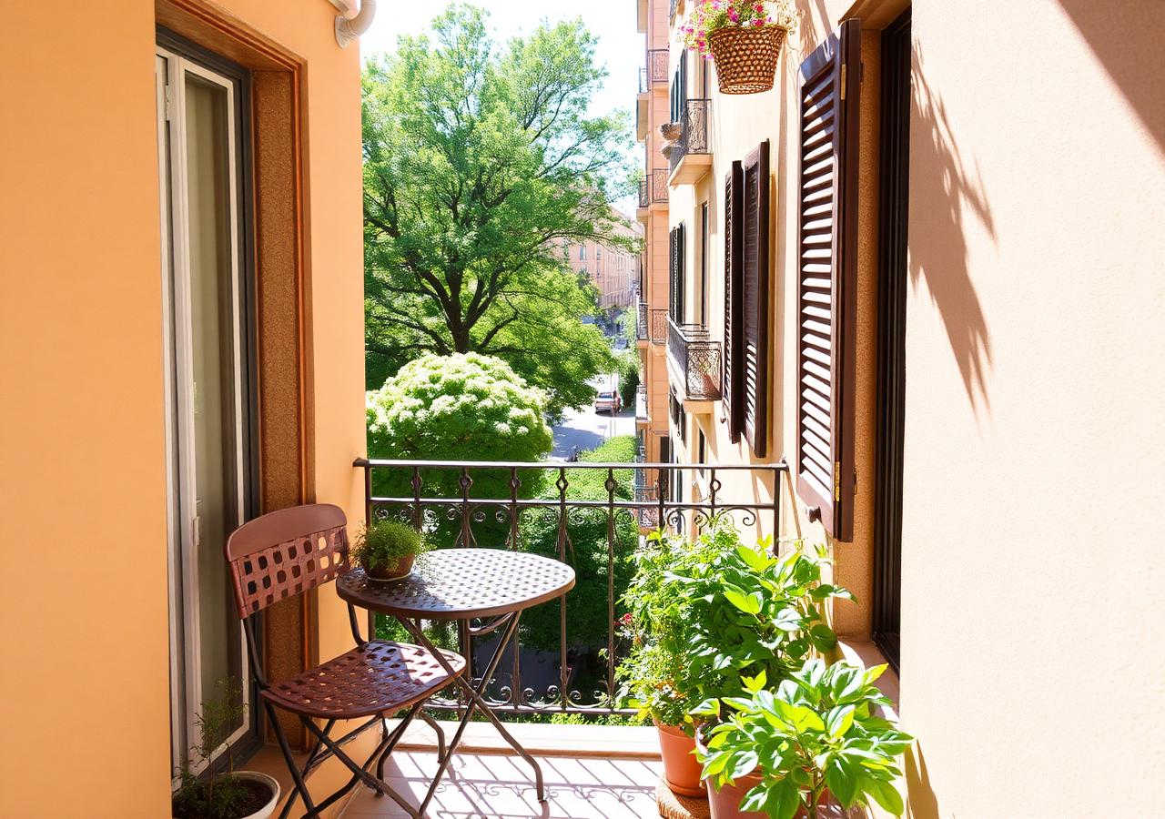 Balcony over the tree-lined rambla